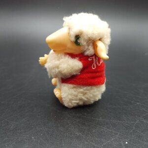 Vintage Lamb Plush Figure with Pinch Arms and Happy Easter Vest